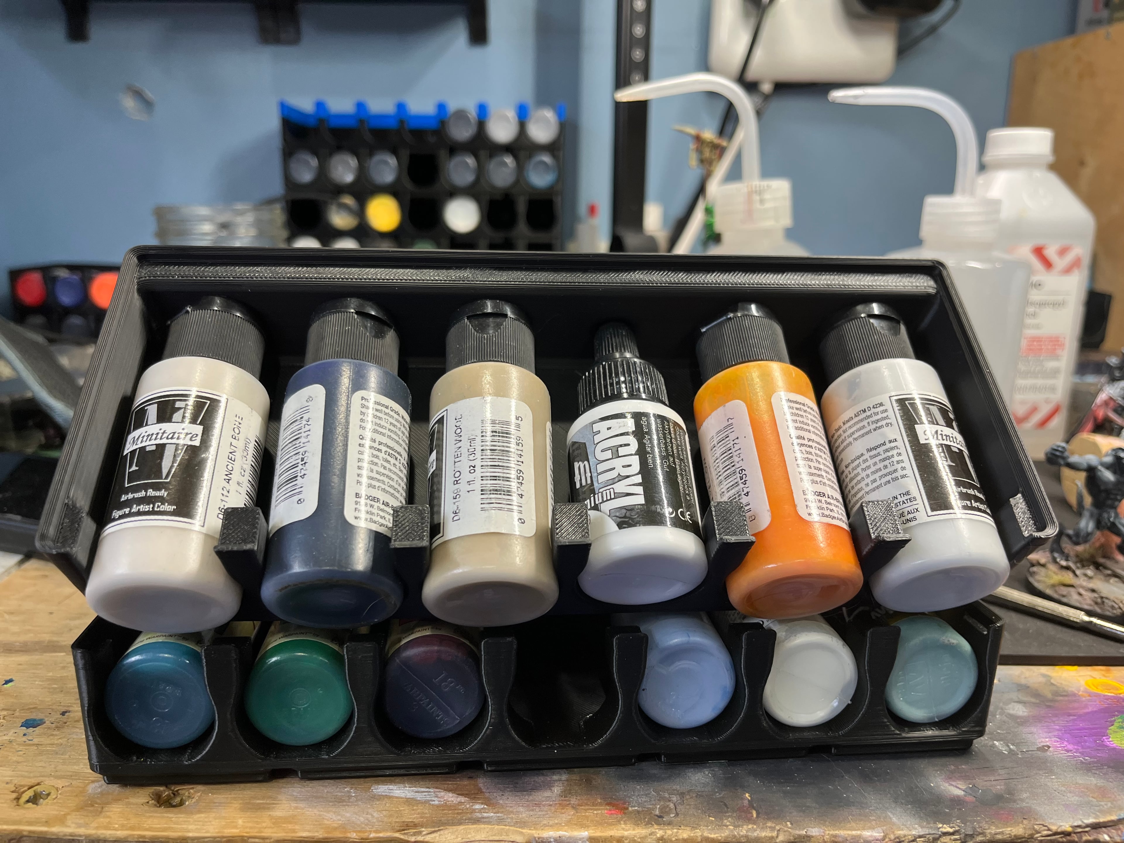 Gridfinity Pro Acyl and Minitaire Stackable Paint Storage .stl 3d model