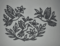 Hummingbird Floral 2D Wall Art Set 3d model