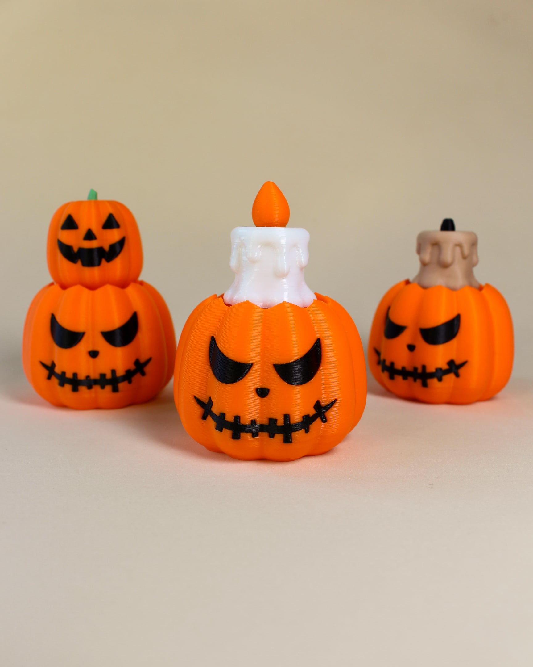 Halloween Pumpkin Stack and Candle Fidget Clickers Keychain 3d model