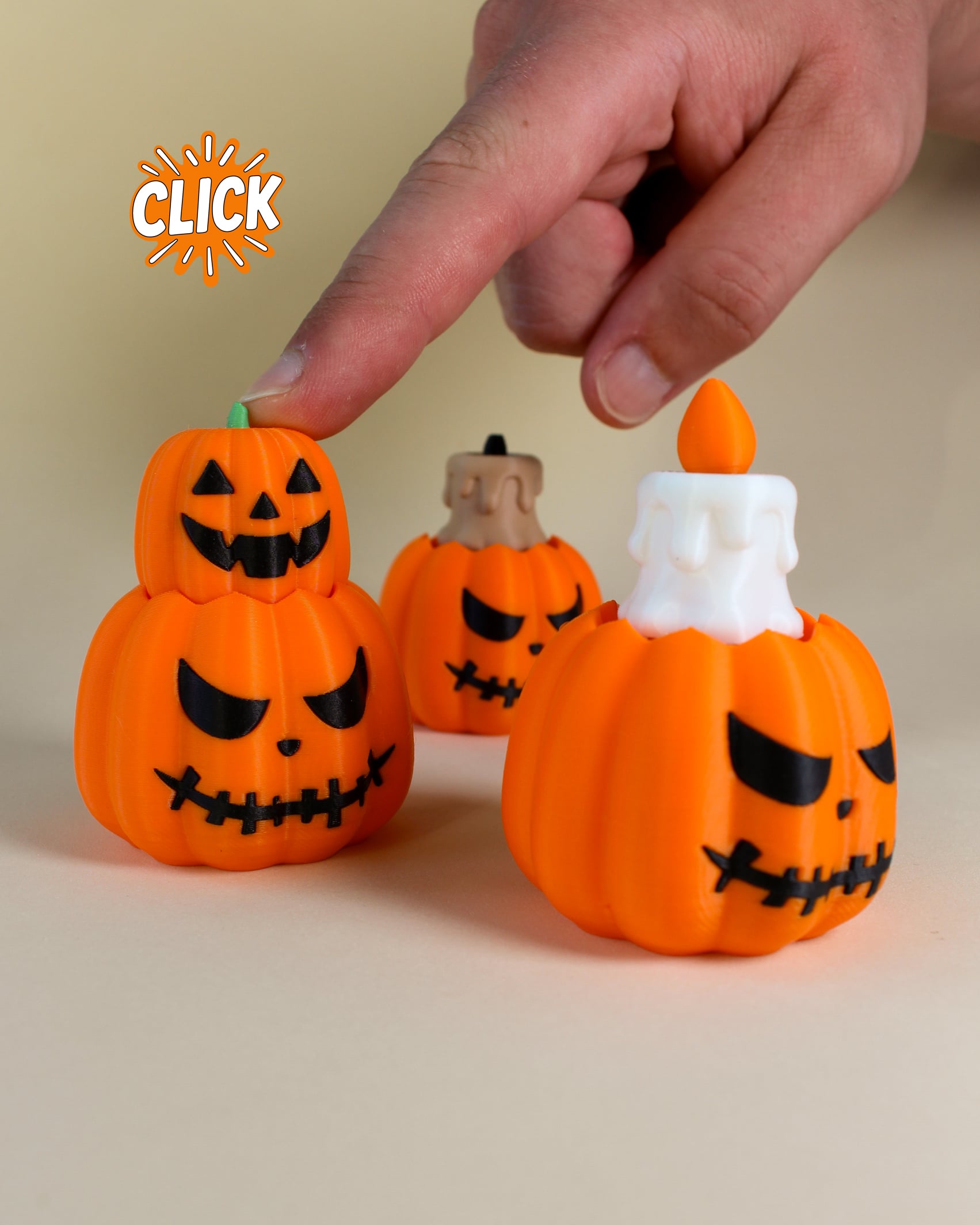 Halloween Pumpkin Stack and Candle Fidget Clickers Keychain 3d model