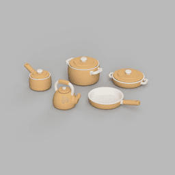 1/12 Scale Cookware Set (5 piece) for Dollhouses 3d model