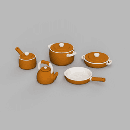 1/12 Scale Cookware Set (5 piece) for Dollhouses 3d model