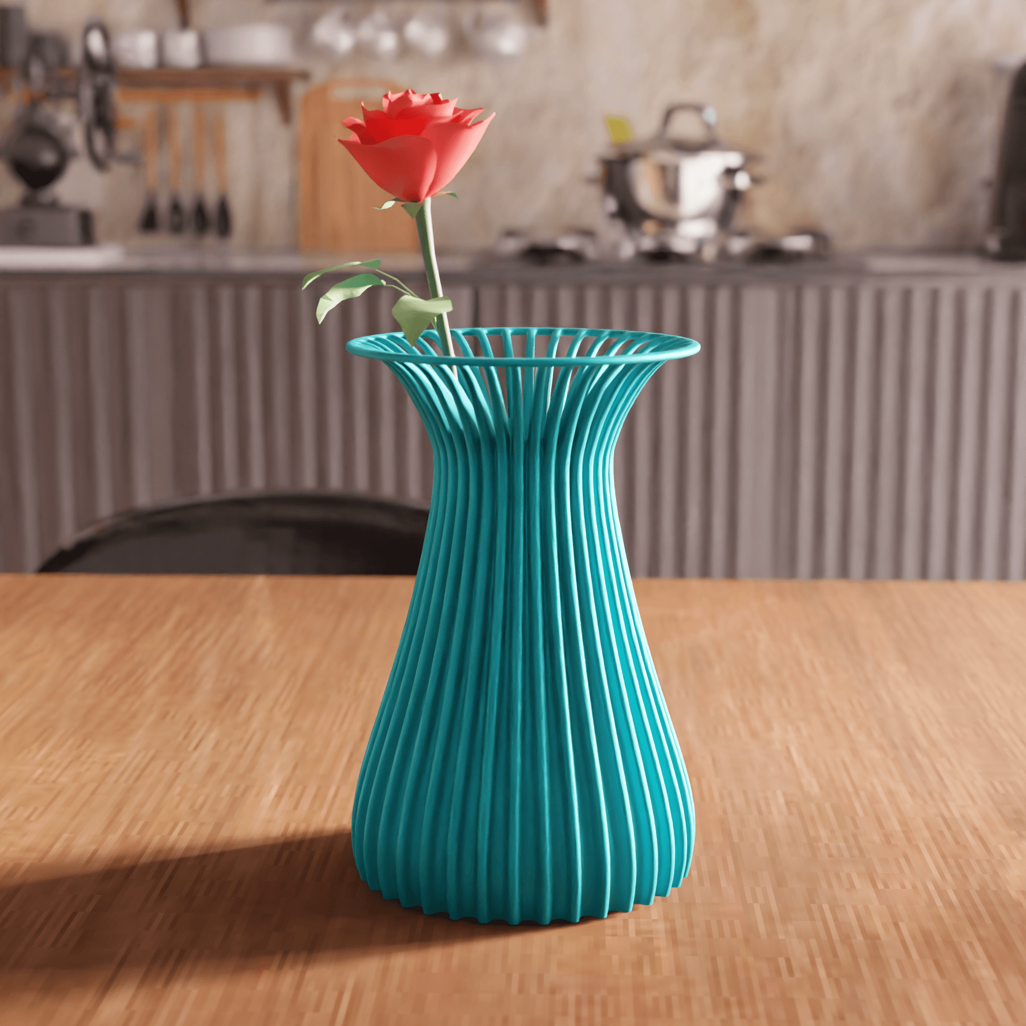 Parametric Ribbed Fluted Flower Vase 3d model