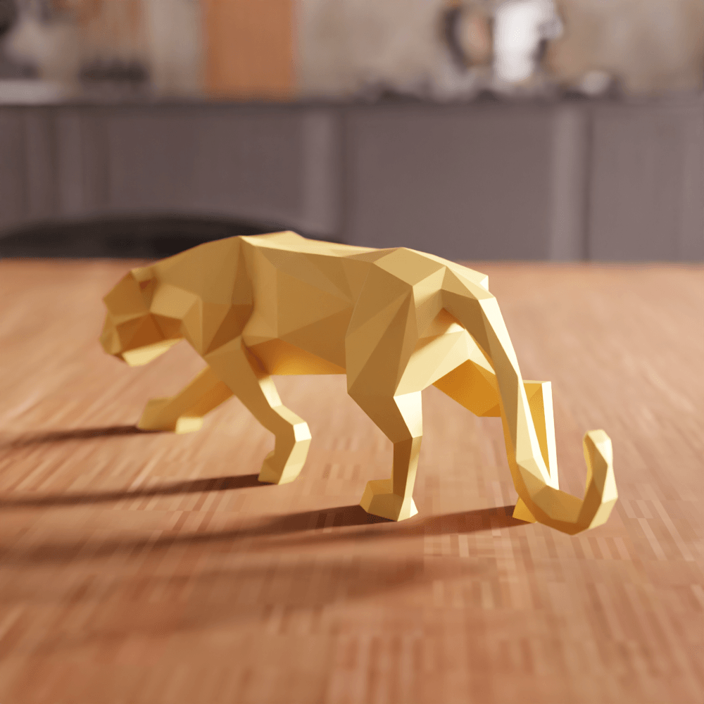 Low-Poly Prowling Panther Sculpture 3d model