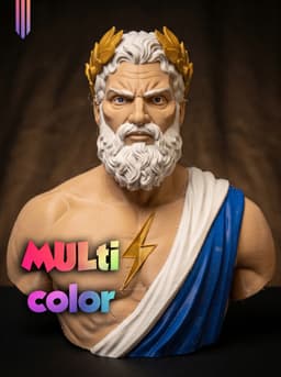 Zeus Bust 3MF | Greek Mythology Multi-Color | FDM 3d model