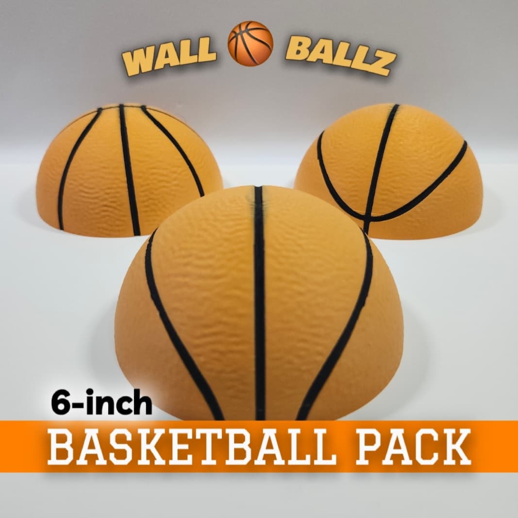 6-inch Decorative Basketball Trio :: 'Wall Ballz' Hanging Pop-Out 3D Art Collection 3d model