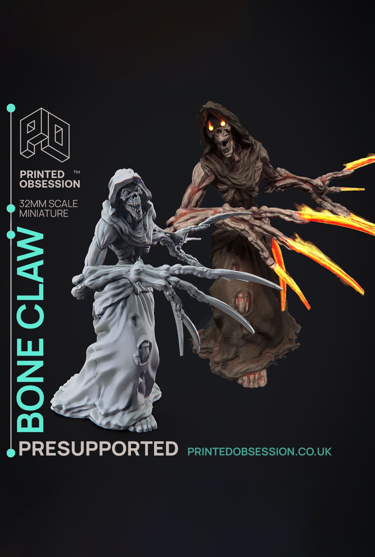 Bone Claw - Monsters of the Multiverse - PRESUPPORTED - Illustrated and Stats - 32mm scale 3d model