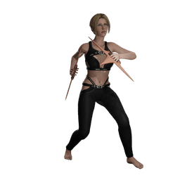 Woman Wielding 2 Push Blades v2.0 3d model
