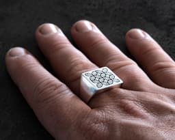 Kawung Square Signet Filigree Ring 3d model