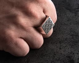 Kawung Square Signet Filigree Ring 3d model