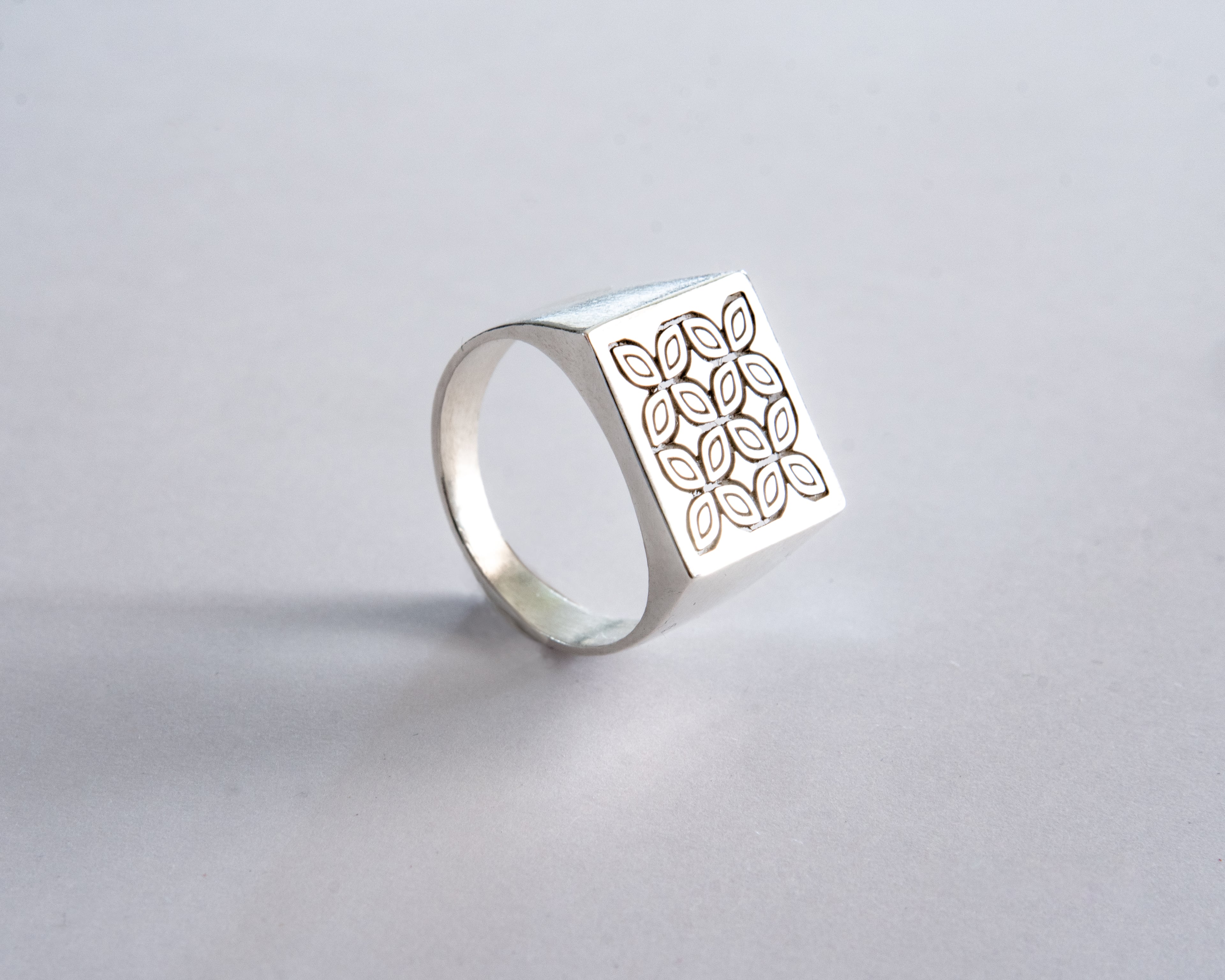 Kawung Square Signet Filigree Ring 3d model