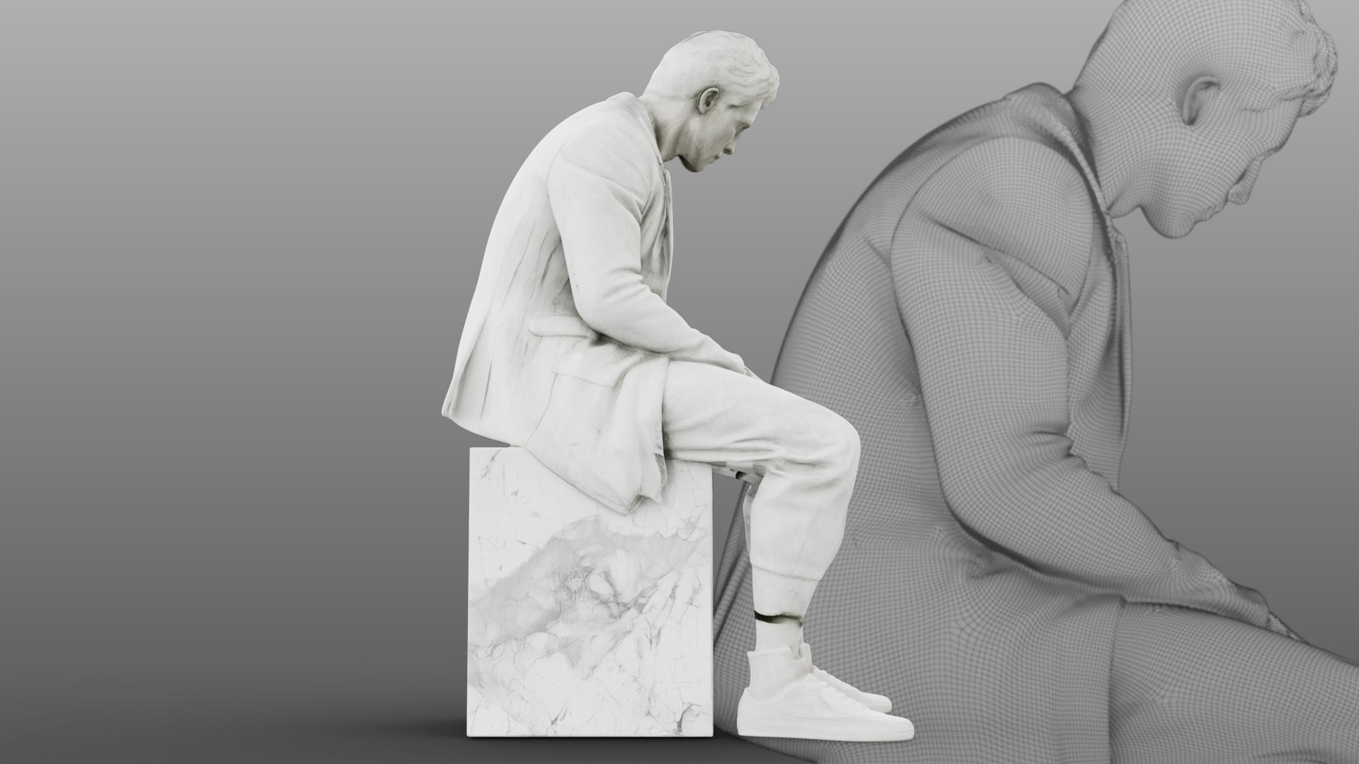 Marble sculpture Sitting Man 3d model