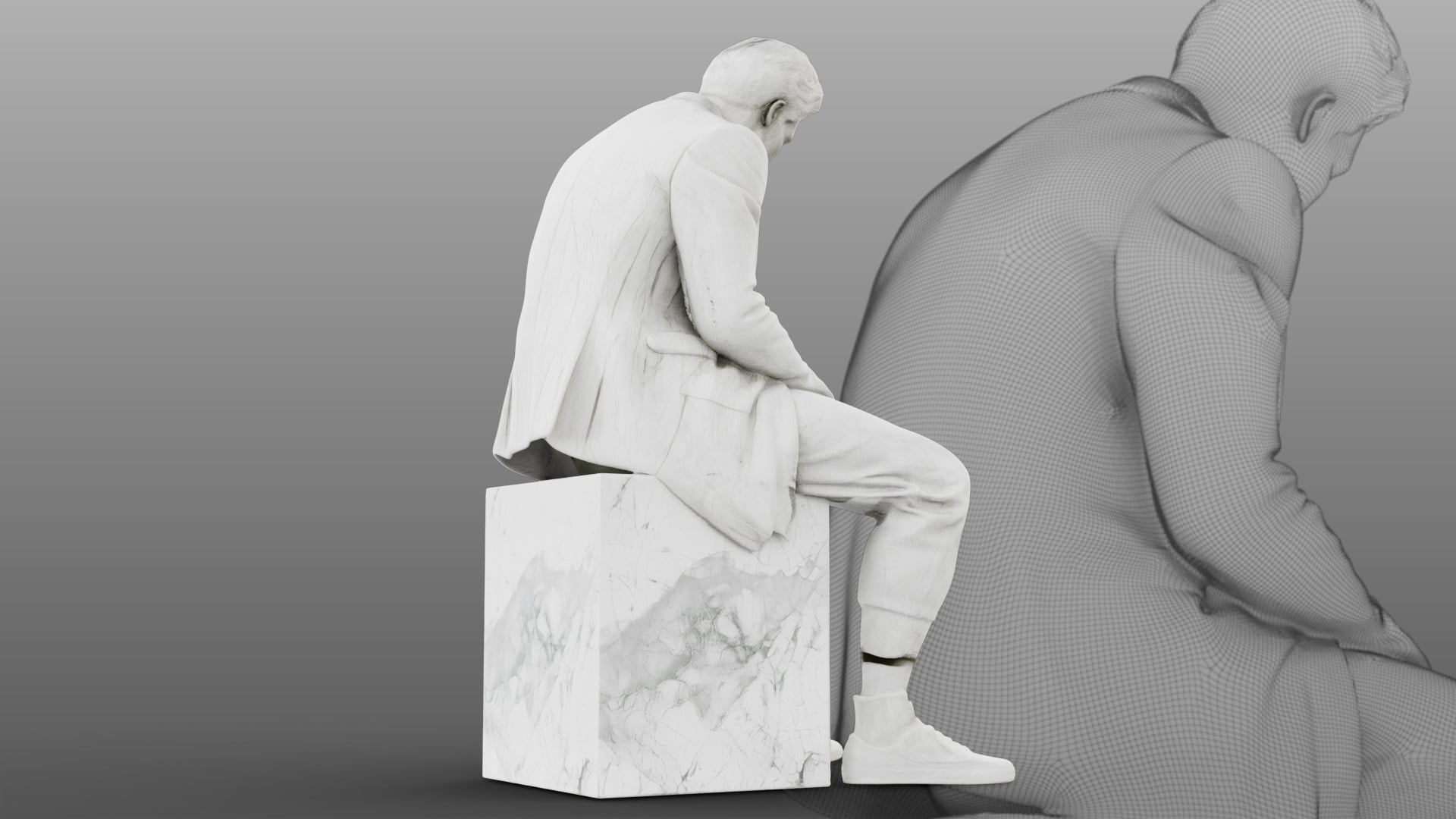 Marble sculpture Sitting Man 3d model