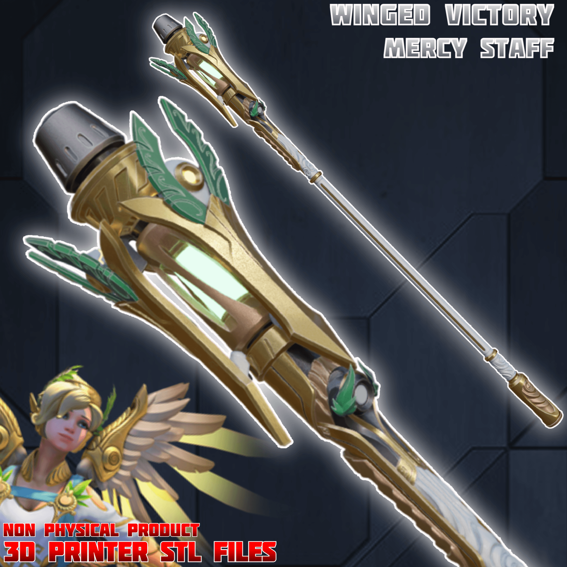 Sci-fi Mercy Winged Victory Cosplay Staff Overwatch 3d model