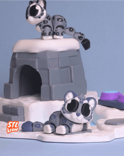 Cute articulated snow leopard - Snowii 3d model