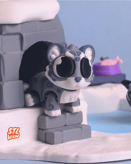 Cute articulated snow leopard - Snowii 3d model