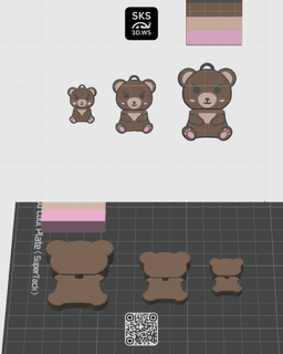 Bear Wiggle Keyring 3d model