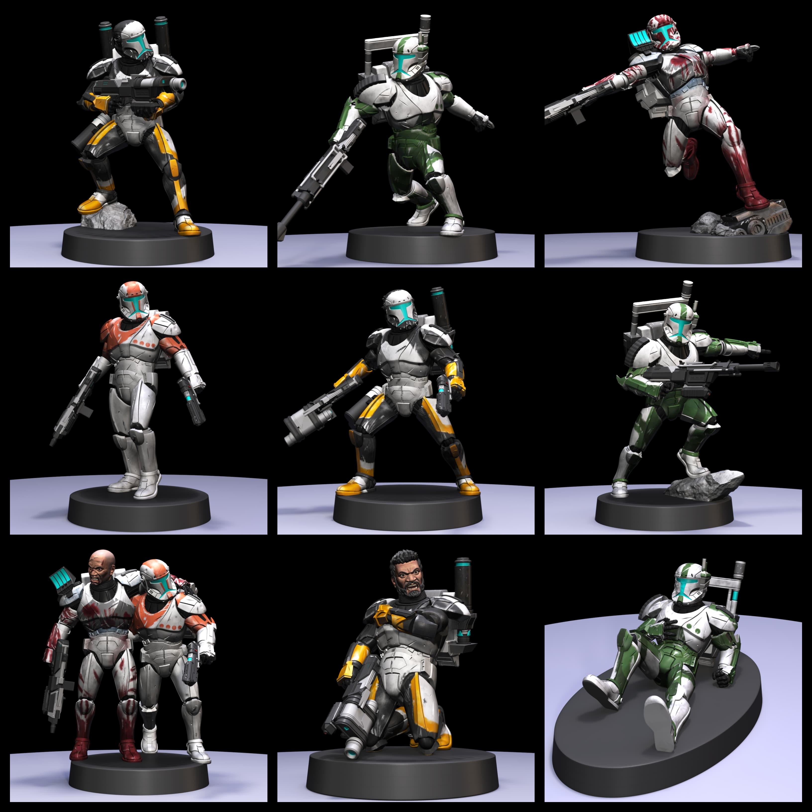 1:48 Scale Republic Commando Miniatures - 3D Print Files 3d model