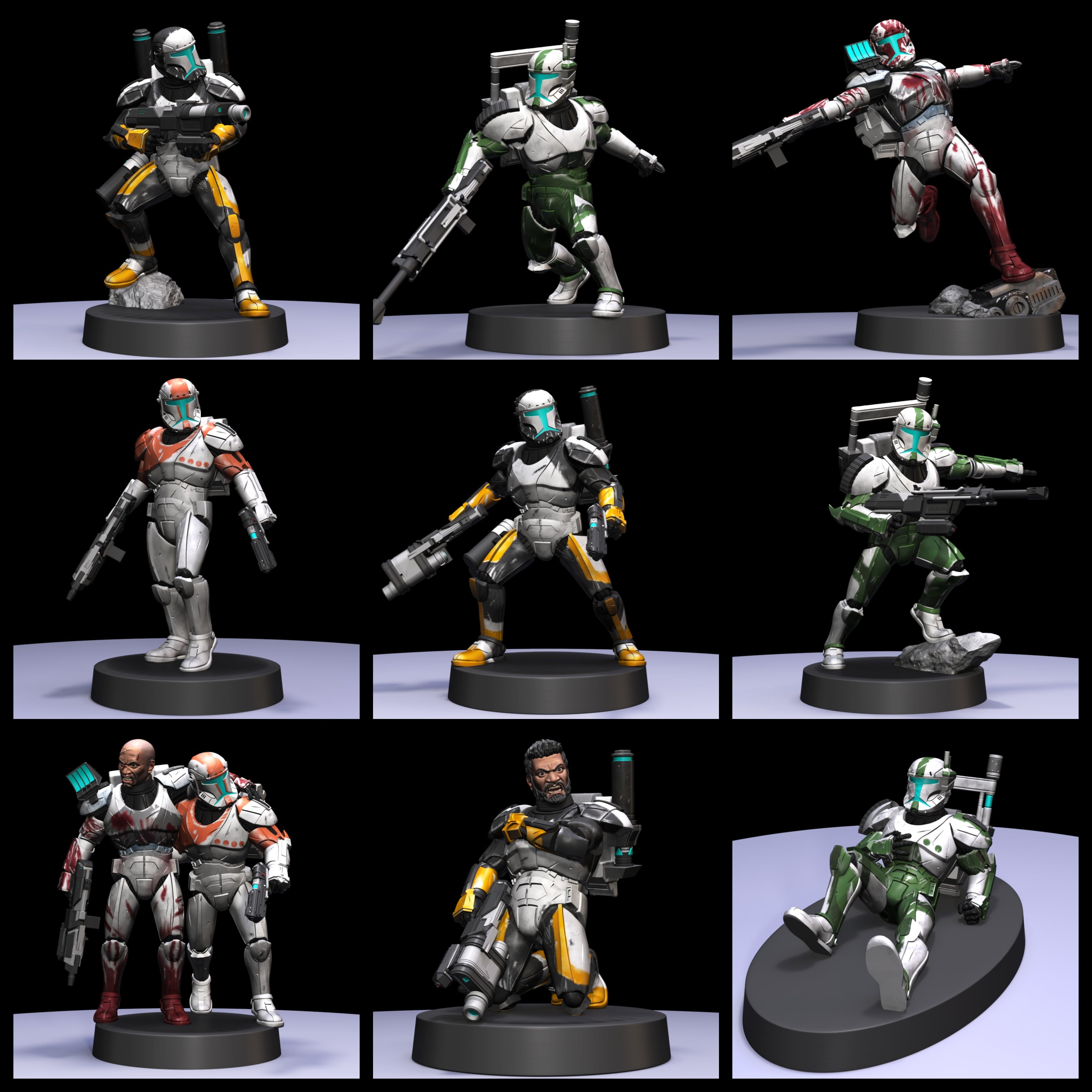 1:48 Scale Republic Commando Miniatures - 3D Print Files 3d model