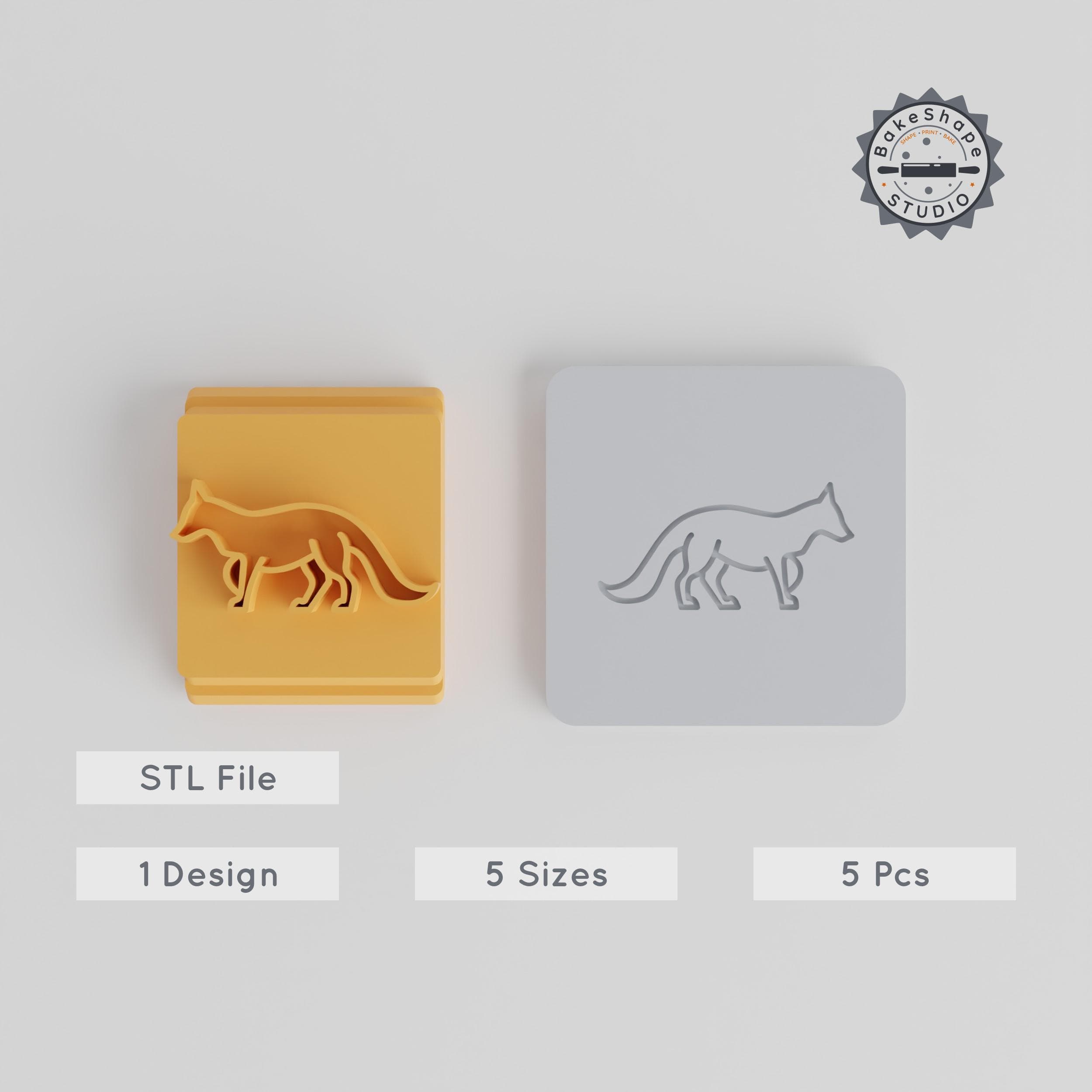 Fox Stamp Tile Set, 5 Sizes: 20-40 mm, Animal Motif for Clay, Cookies, Fondant & More PRODUCT_3710 3d model