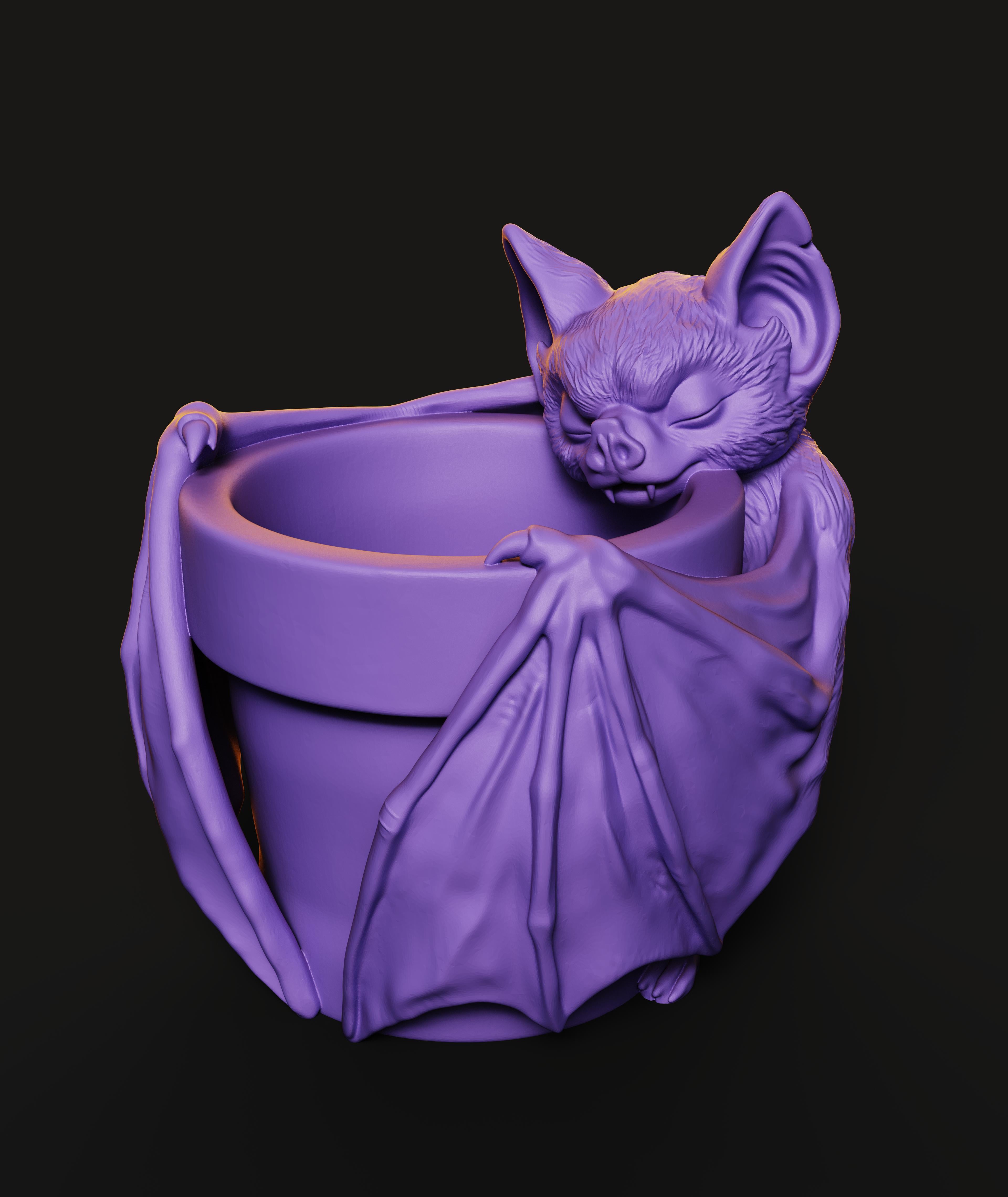 Bat Planter STL | Gothic Decor 3D Print | Functional 3d model