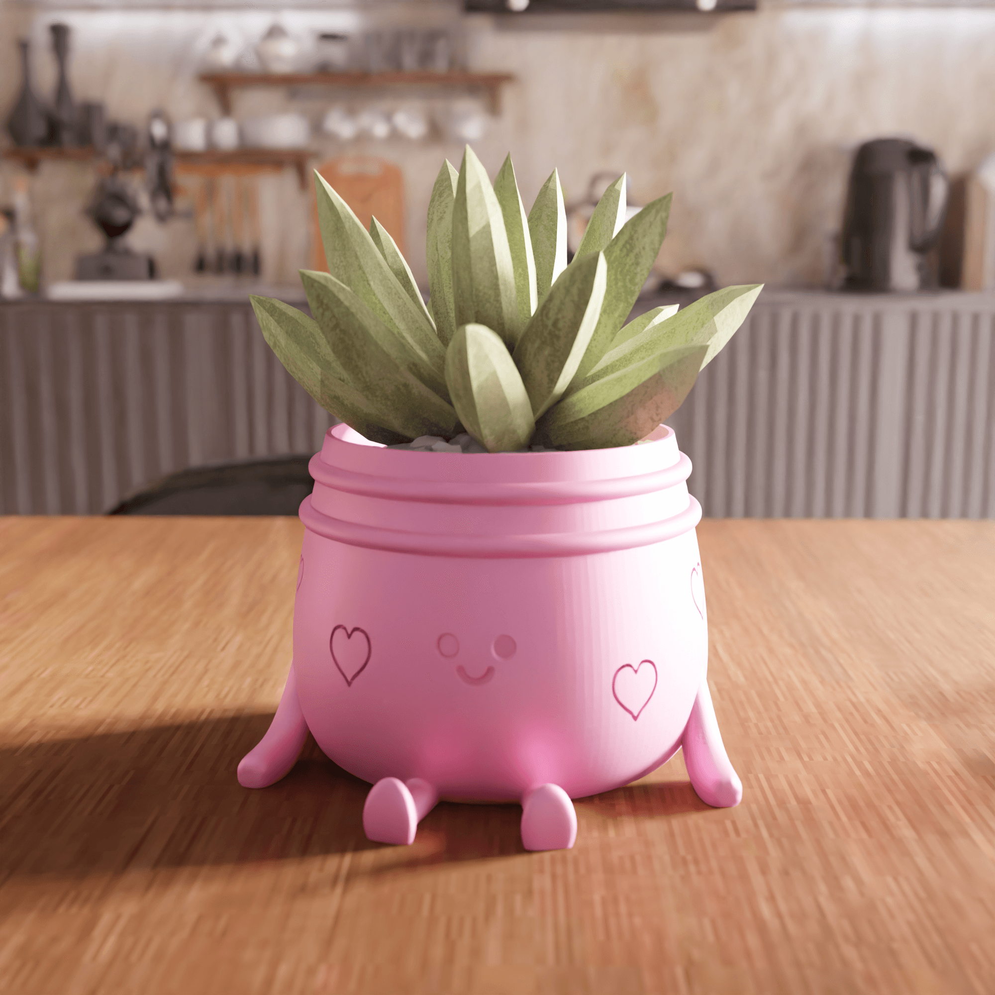 Cute Smiling Character Heart Planter 3d model