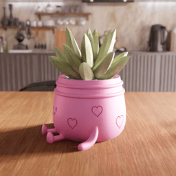 Cute Smiling Character Heart Planter 3d model