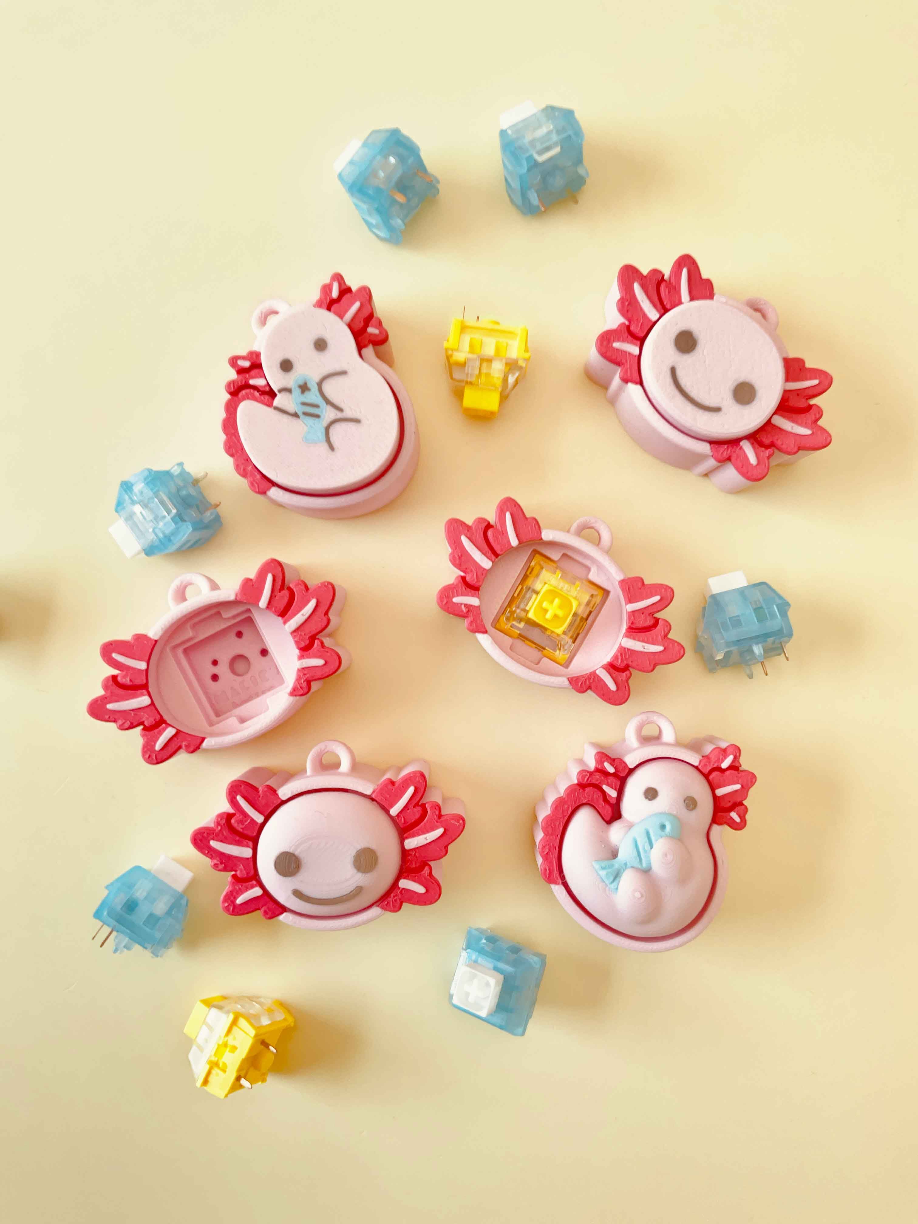 Axolotl Clicker Keychain Fidget Toy Bundle 3d model