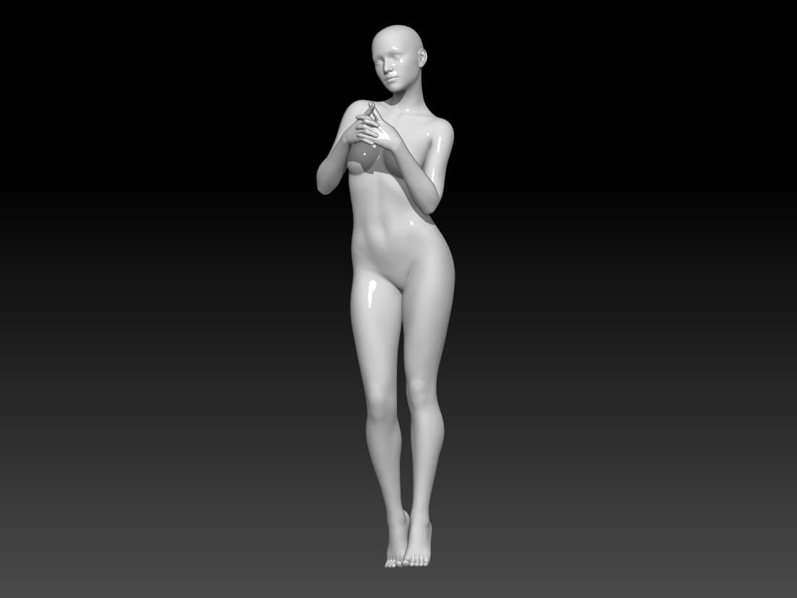 woman touching hand 3d model