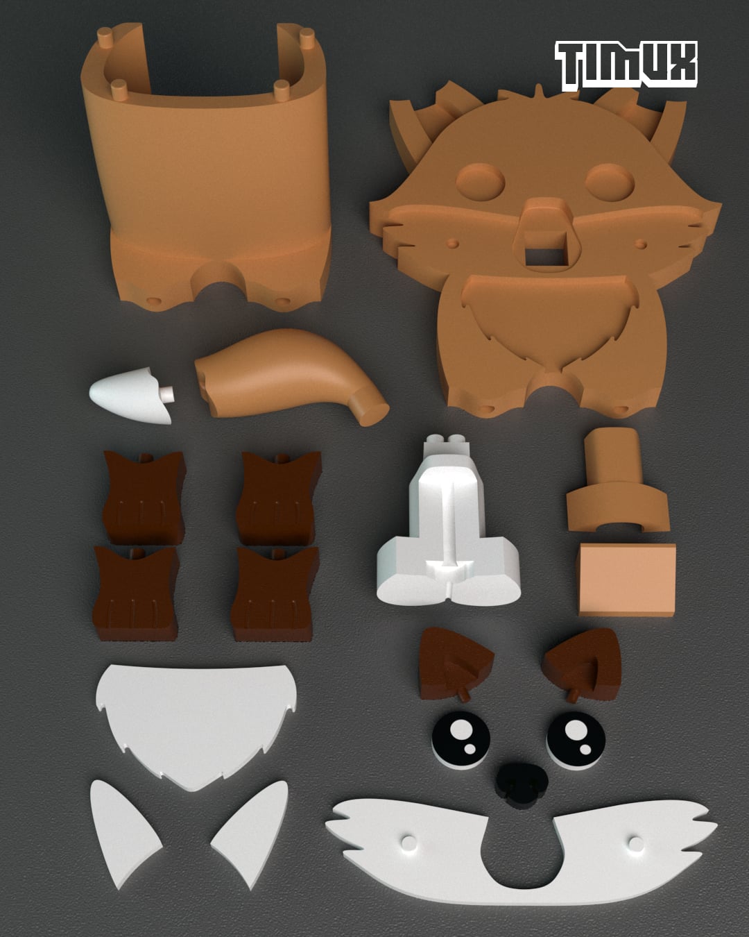 RED FOX GLASSES HOLDER 3d model