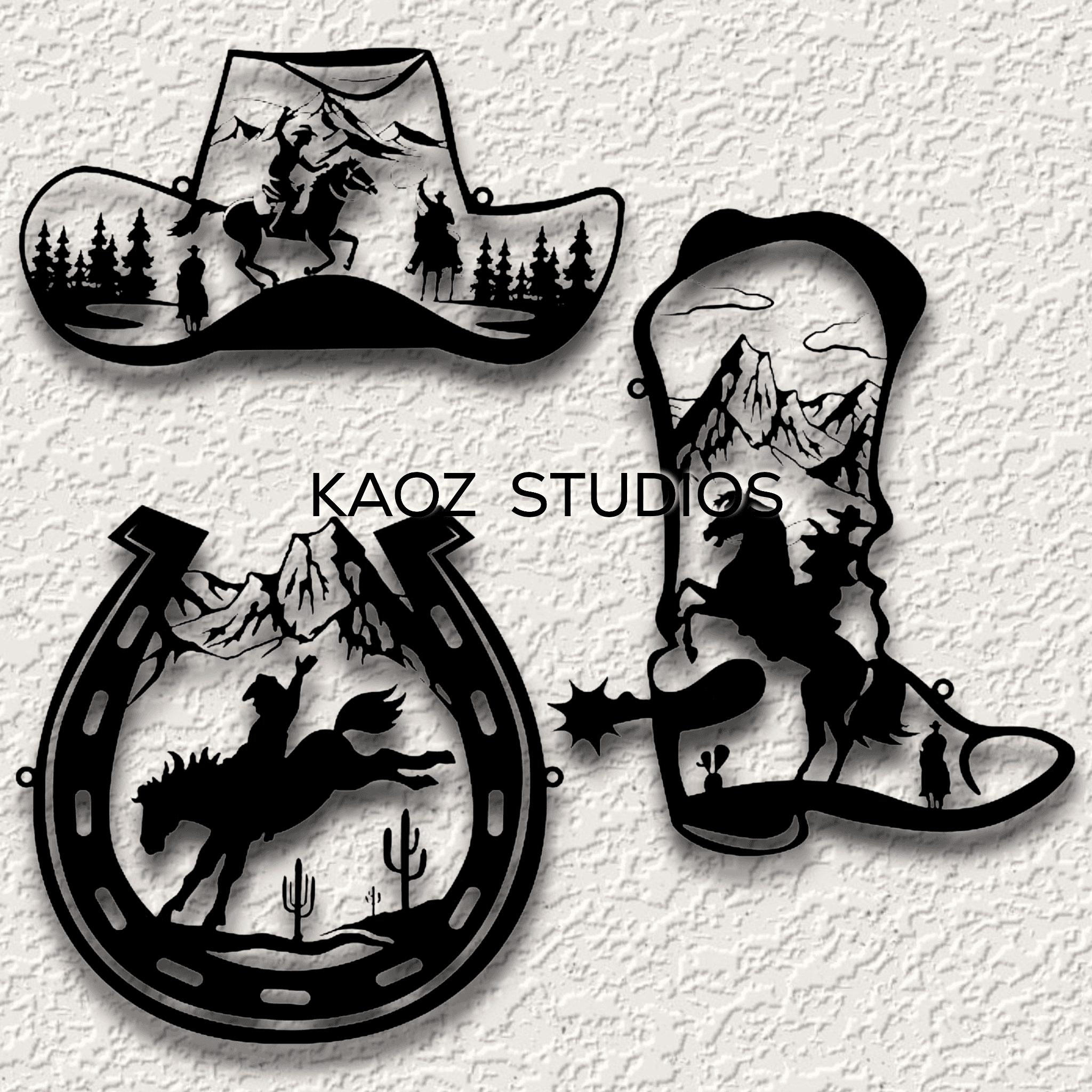 3 Designs - Cowboy wall art country wall decor farmhouse decoration 3d model