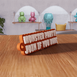 Monster Party Join If You Dare Spooky Keychain 3d model