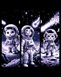 Cats in Space - Cute set of feline bookmarks 3d model