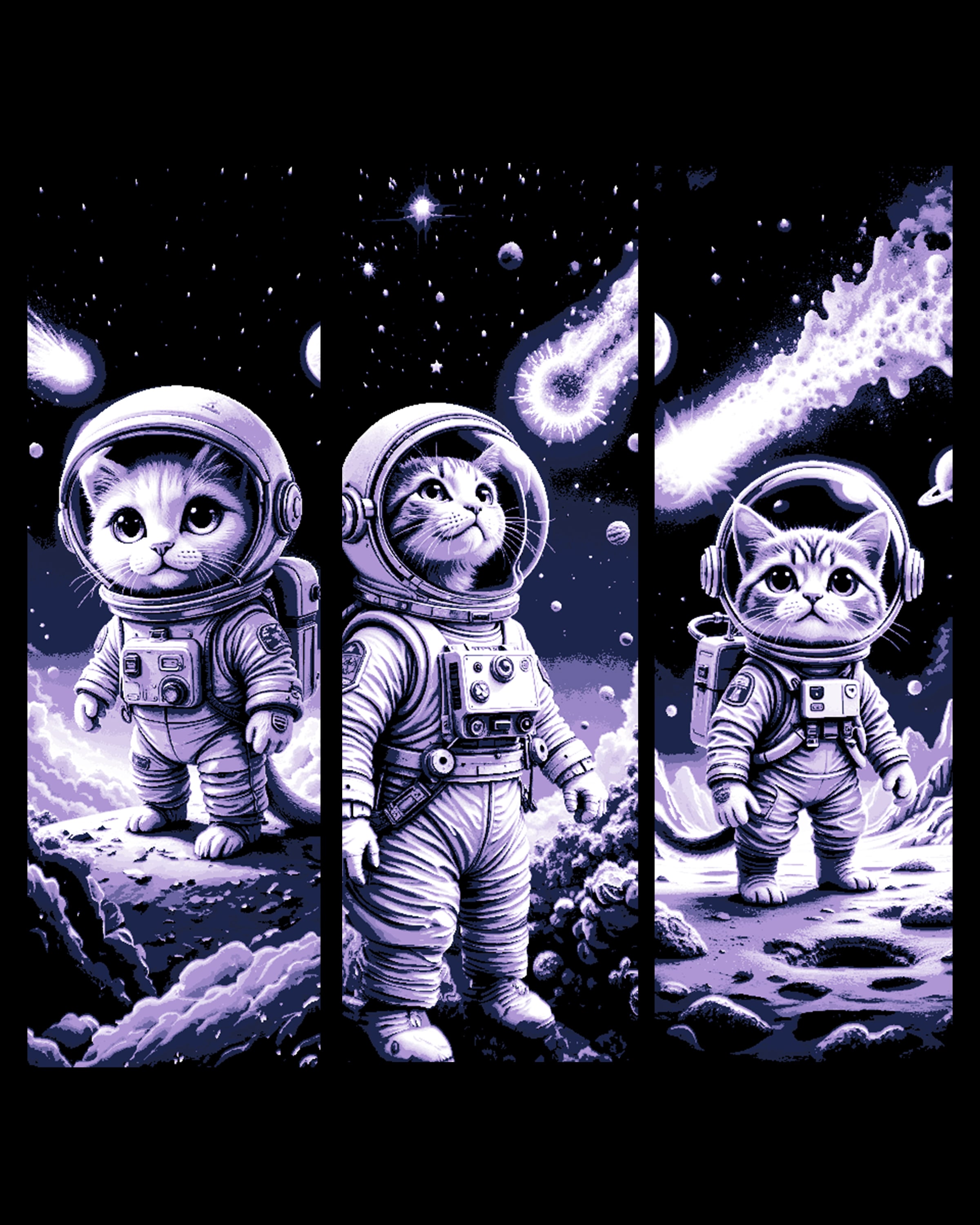 Cats in Space - Cute set of feline bookmarks 3d model