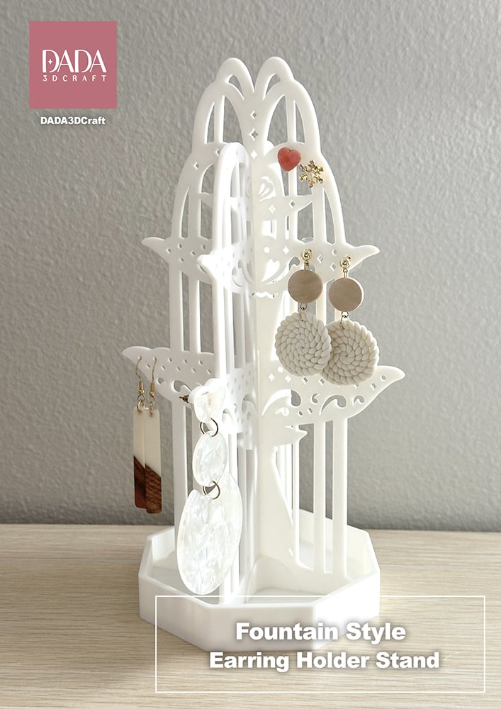 Elegant Fountain Style Earring Holder Stand 3d model