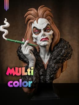 Cruella De Vil Bust 3MF | Villain Multi-Color | Iconic Style 3d model