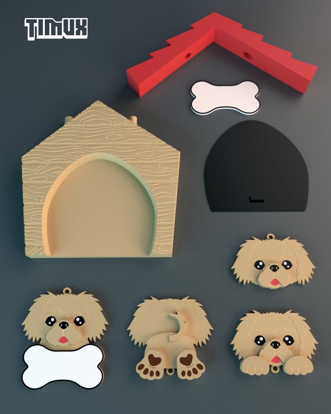 PEKINGESE KEYCHAIN SET 3d model