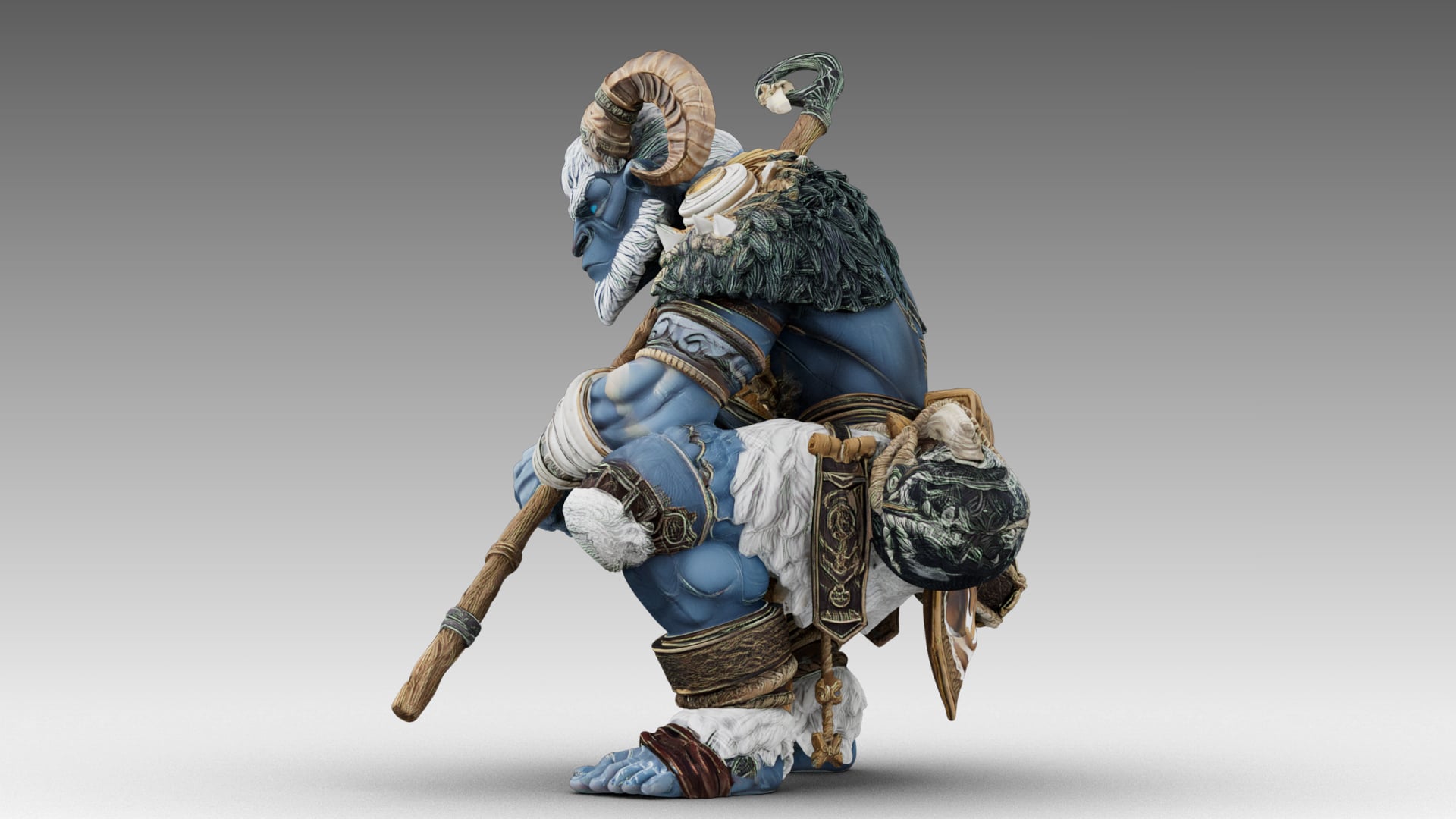 Azure Horned Guardian 3d model
