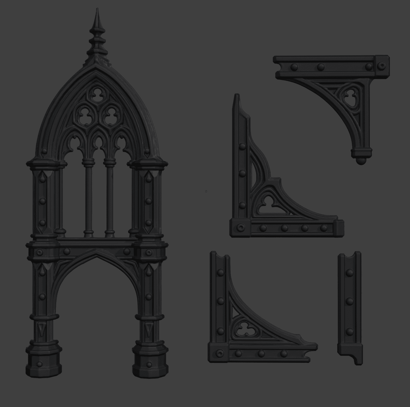 Gothic Arches Book Cover Decor 3d model