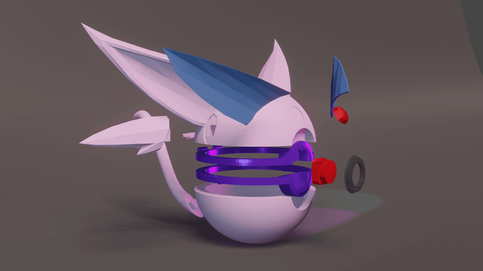 EspeBall Espeon Themed Opening Pokeball - Fan Art 3d model