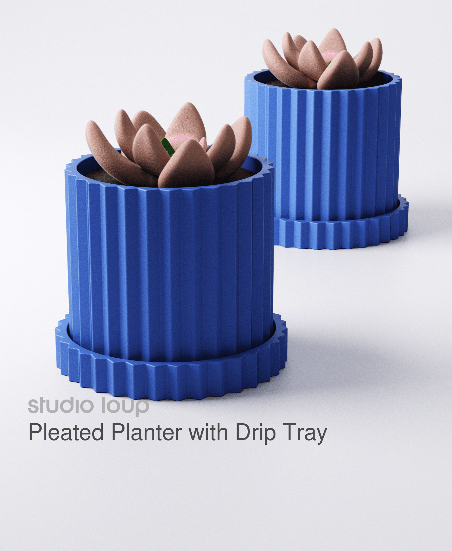 Pleated Planter with Drip Tray 3d model