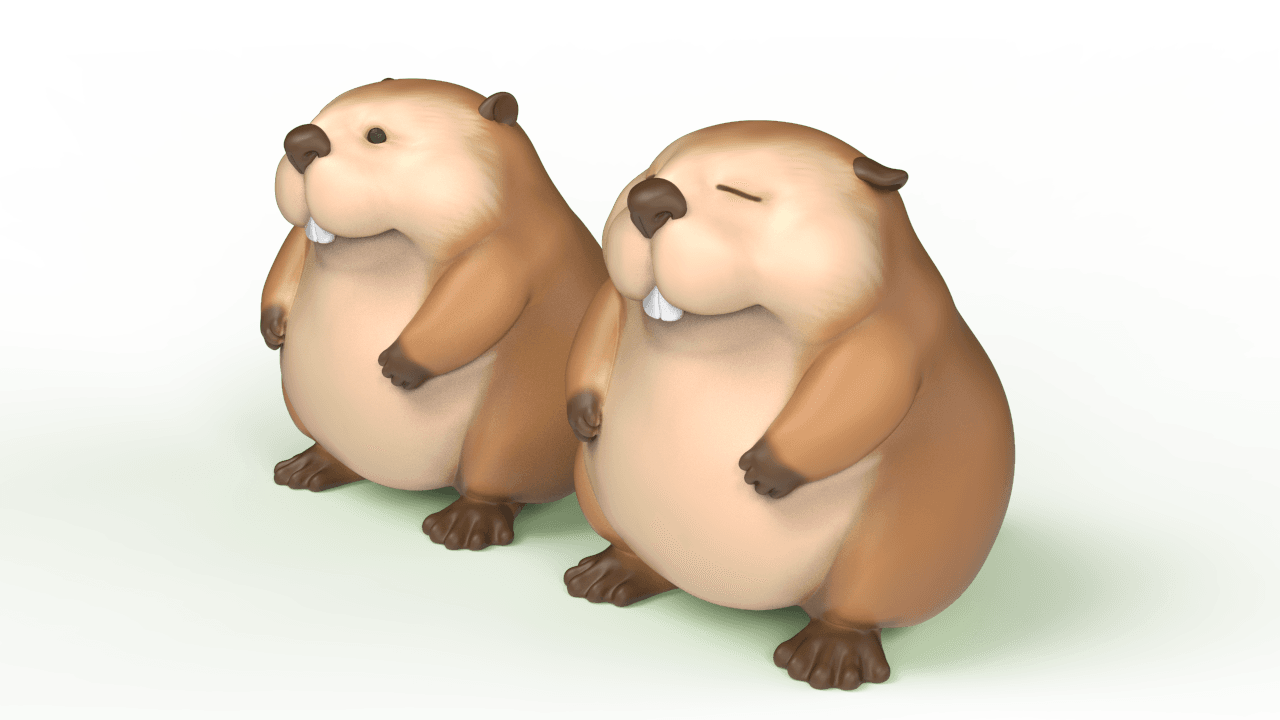 Cute Beaver 2 Type 3d model