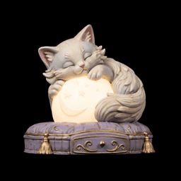 Sleeping Cat Moon Lamp 3d model