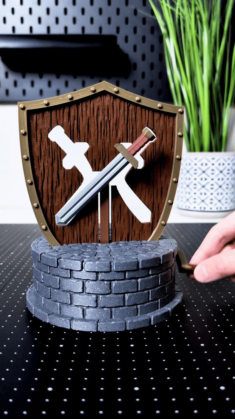Sword Through a Strangely Curved Hole in the Shield 3d model