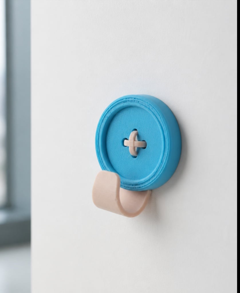 Button Wall Hook - Colorful Wall Decor with Modern Design 3d model