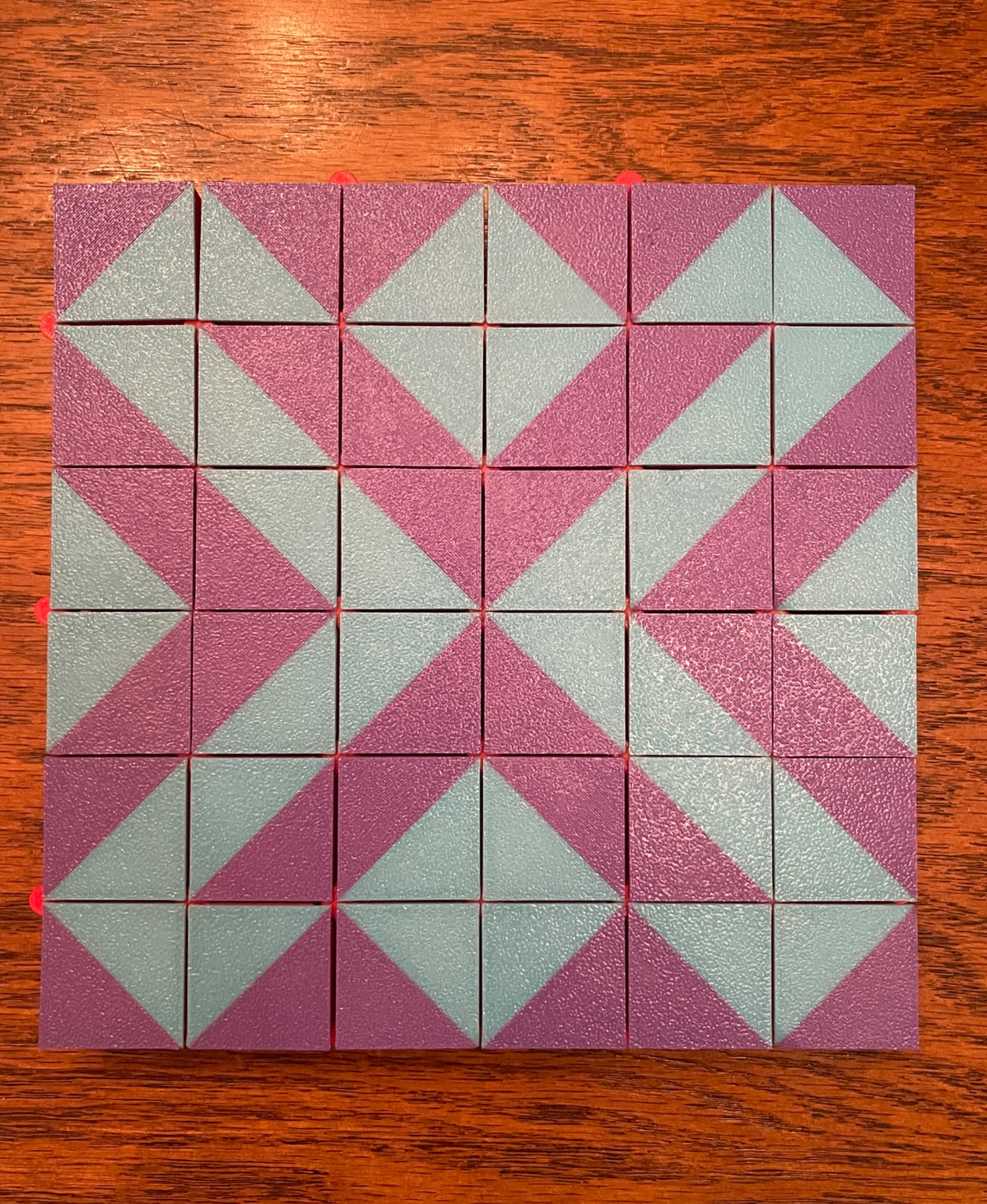 X Pattern 30mm tiles on 6x6 auxetic art frame.