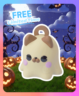 Little Ghost Keychain: Pug Dog(Single Color) 3d model