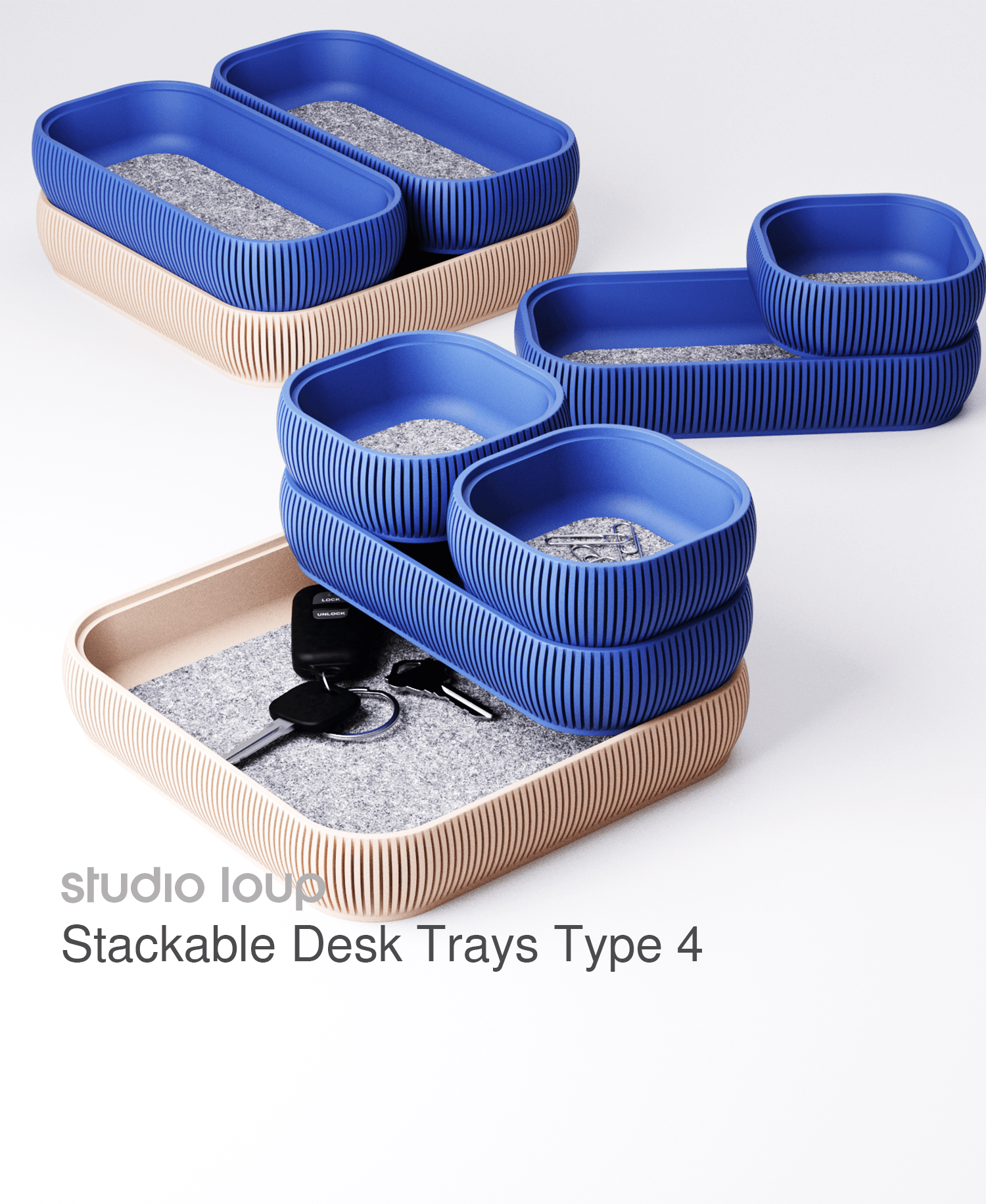 Stackable Desk Tray Type 4 3d model