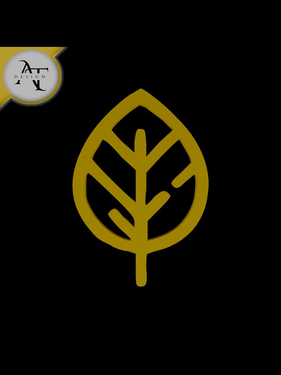 Simple Leaf Symbol - 2D Art 3d model