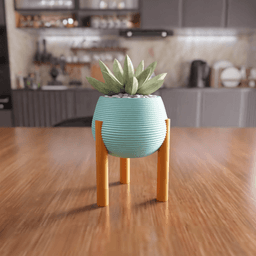 Modern Ribbed Planter - Minimal Plant Pot 3d model